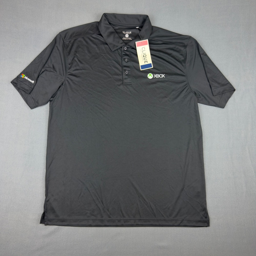Clique Microsoft Xbox Polo Shirt Mens XL Black Performance Short Sleeve MQK00045